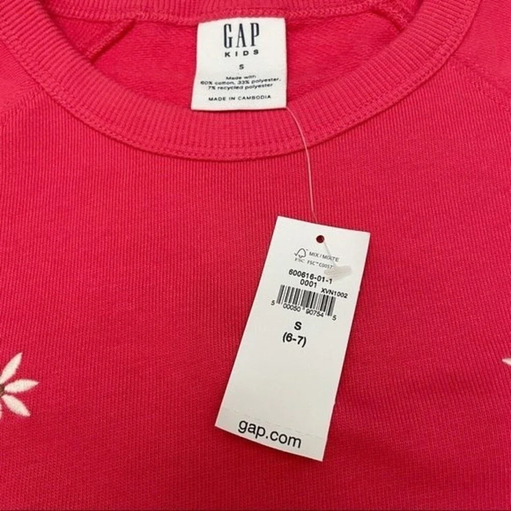 Gap Kids French Terry Dress in Coral with White Flowers size 6-7